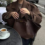 Damen Kurze Wolljacke im Trench-Stil mit stylischen Details R&B