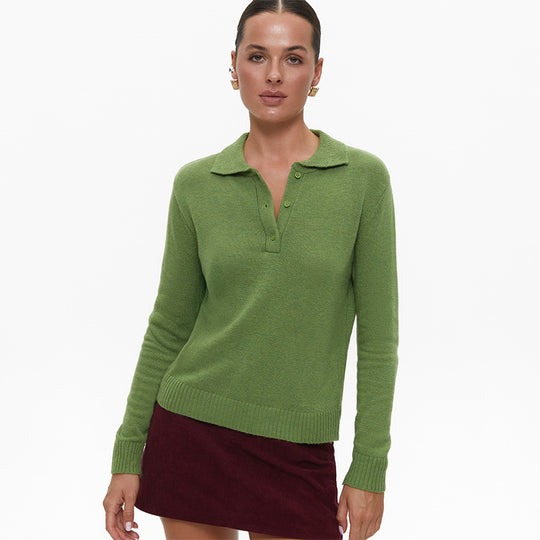 Damen eleganter Strickpullover mit Kragen R&B