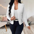 Damen elegante Blazerjacke mit Spitzenakzenten R&B