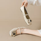 Damen elegante Ballerinas mit modischer Schleife und komfortablem Riemen