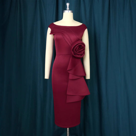 Damen figurbetontes Kleid mit schicker Rüschenapplikation R&B