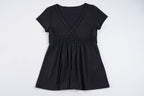 Damen Lockeres Sommerkleid mit V-Ausschnitt und Spitzenverzierungen R&B