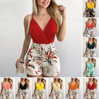 Damen Eleganter Jumpsuit mit tiefem V-Ausschnitt und floralen Details R&B