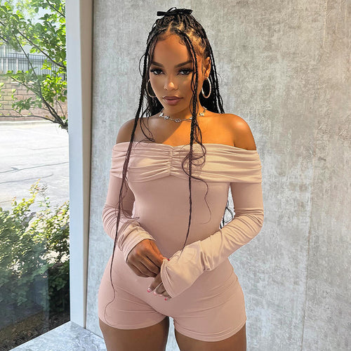 Damen Off-Shoulder Bodysuit mit langen Ärmeln R&B