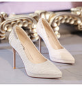 Damen nan elegante Abend-Pumps mit feinem Glitzermesh, spitzer Zehenpartie, filigranem Stilettoabsatz und dekorativer Fersenapplikation R&B