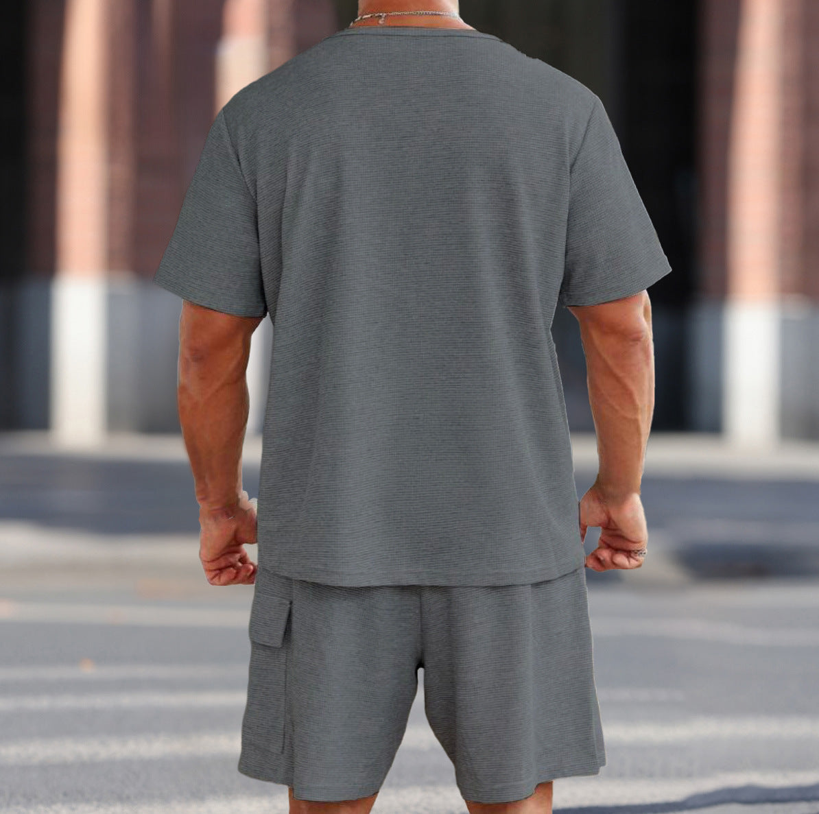 Herren lässiges Sport-Set mit praktischen Taschen und atmungsaktivem Gewe