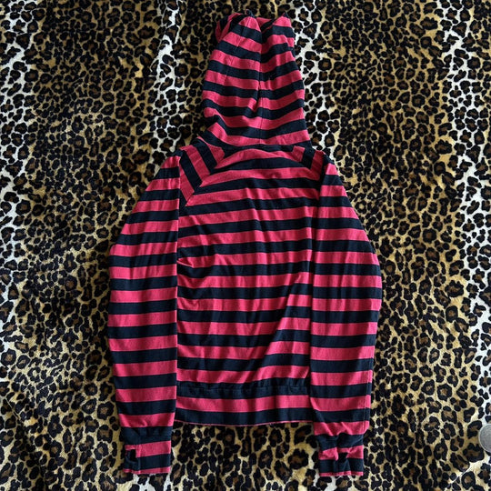 Damen Freizeitjacke mit großzügigem Kapuzen-Design und trendigem Streifenmuster R&B