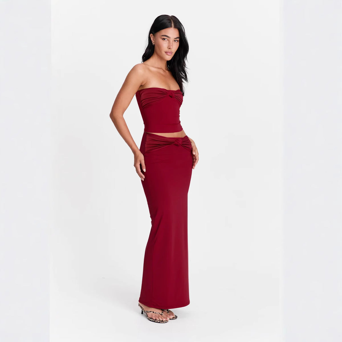 Damen Wickeloberteil mit Knotendetails und figurbetontem Design