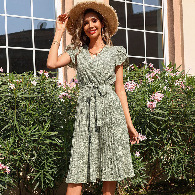 Damen Midikleid mit verspieltem Bindegürtel und elegantem Faltenwurf