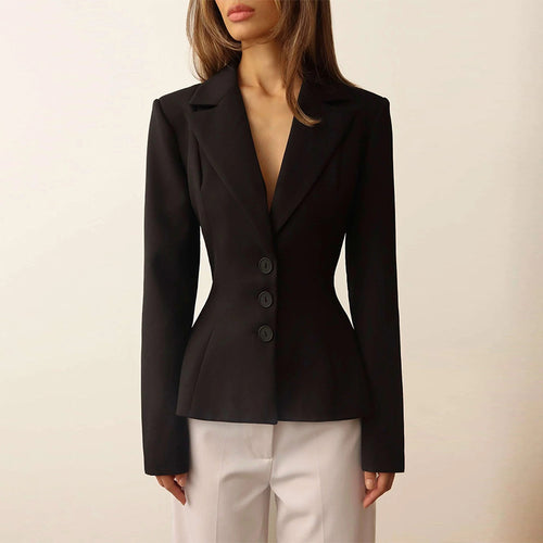Damen taillierter Blazer mit elegantem Revers R&B