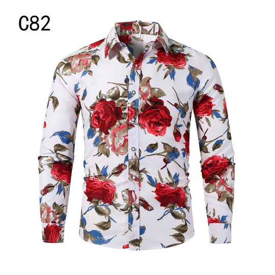 Herren Langarmhemd mit floralem Muster und modernem Schnitt R&B