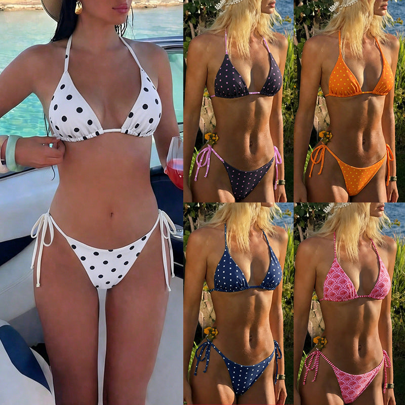 Damen Triangel-Bikini mit animalischem Muster und verstellbaren Seitenbändern R&B