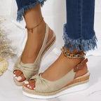Damen Wedge-Pantoletten mit dekorativem Knoten-Design und komfortablem Fußbett R&B