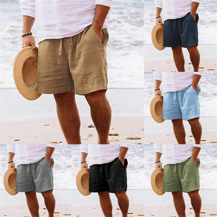 Herren luftige Leinen-Shorts mit elastischem Bund und praktischen Seitentaschen R&B