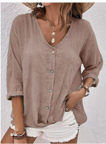 Damen Leichtes Viskosebluse mit Knopfleiste R&B