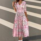 Damen Maxikleid mit floralem Paisleymuster und schmeichelndem V-Ausschnitt R&B