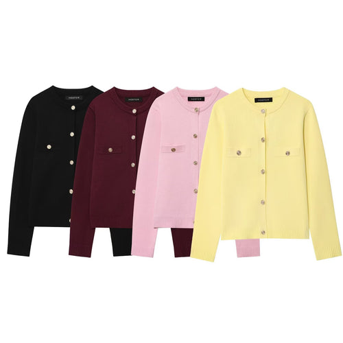 Damen Cardigan mit Knopfdetails und Brusttaschen R&B
