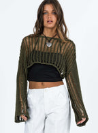 Damen luftige gehäkelte Strickjacke mit weiten Ärmeln R&B