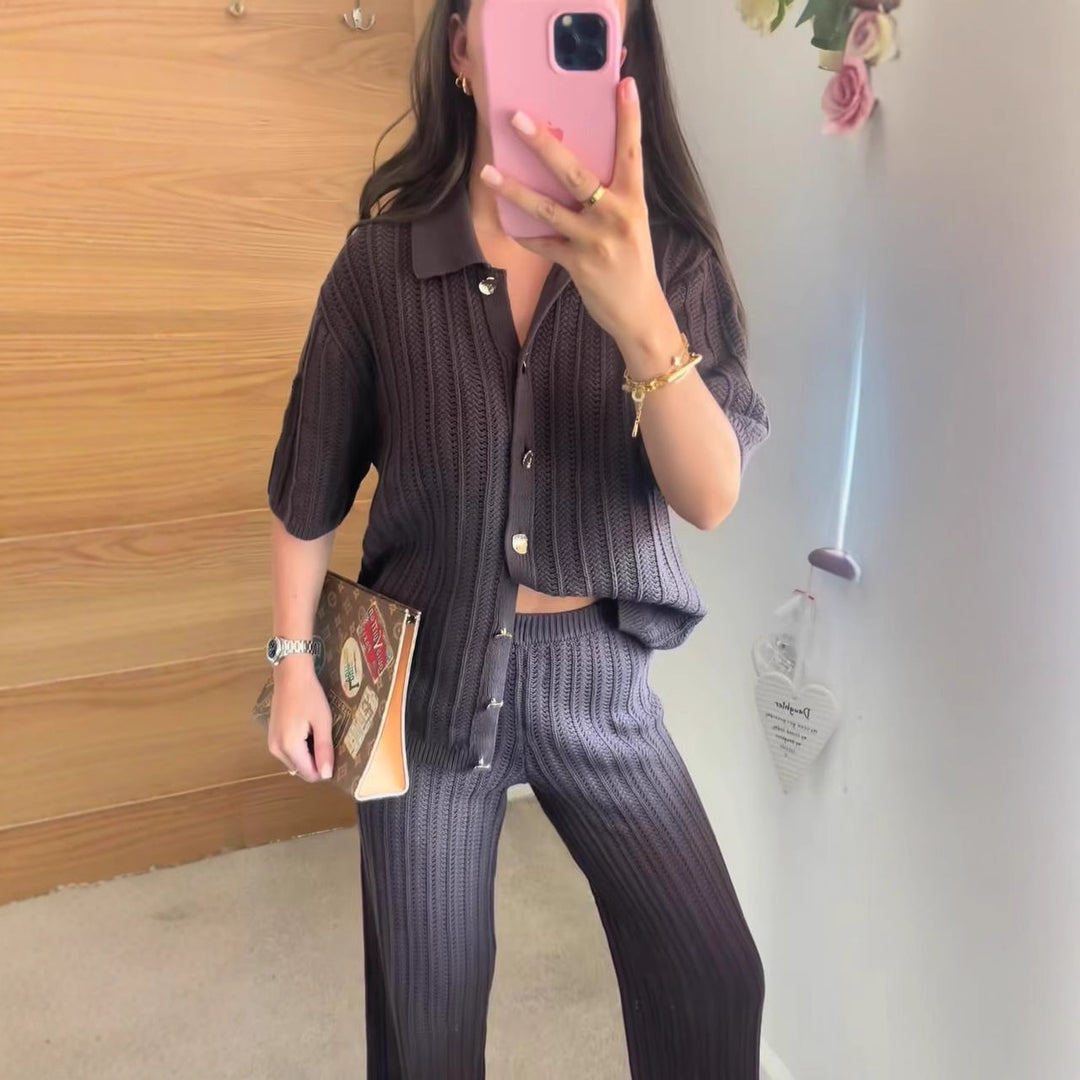 Damen weite Gummibund-Hose mit eleganten Streifen R&B