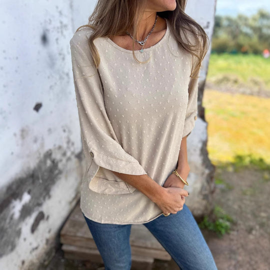Damen lässige Bluse mit dekorativem Punktedesign R&B