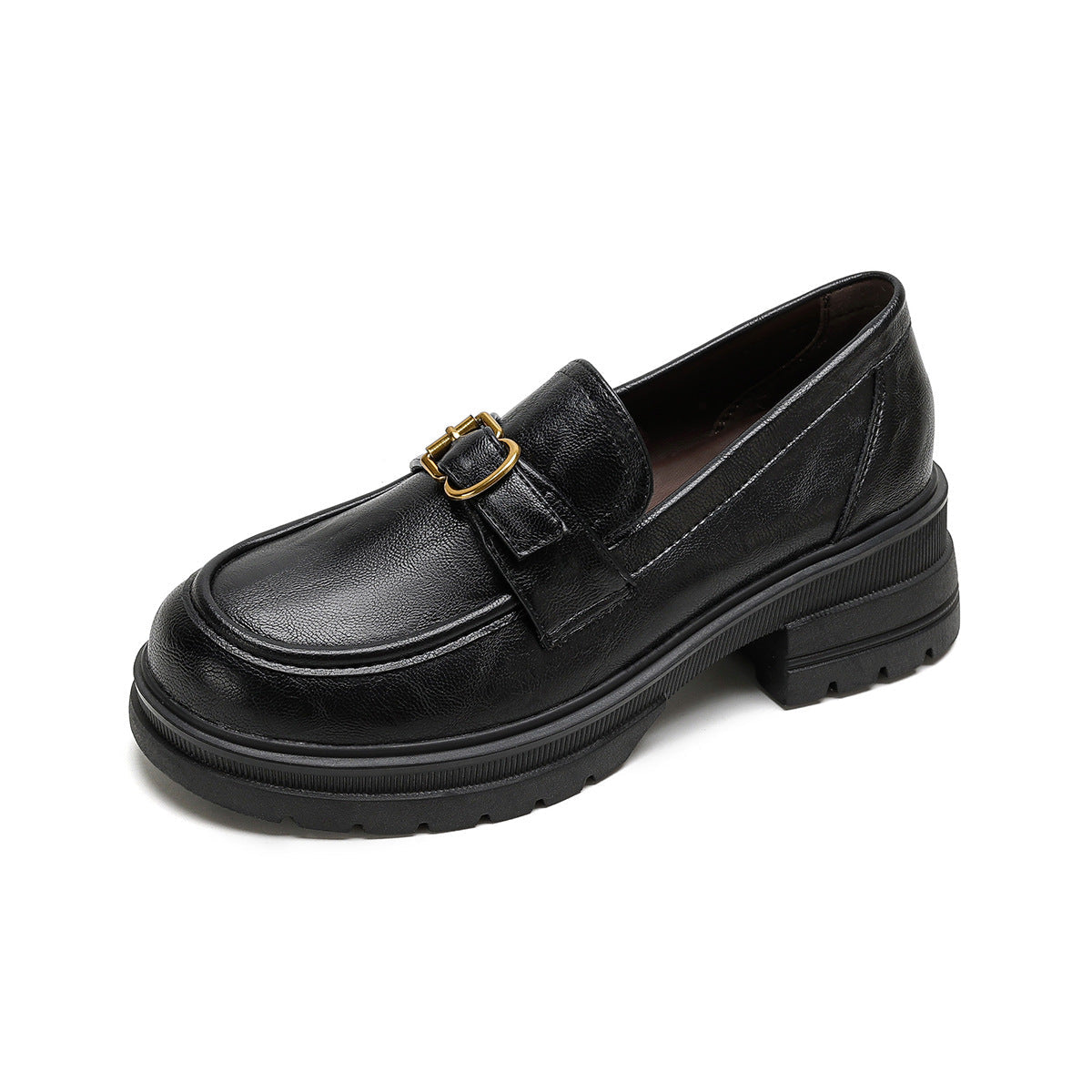 Damen Mokassins mit eleganter Schnallenapplikation und zusätzlichem Plateau