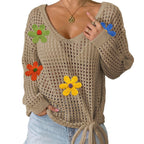 Damen Häkeloberteil mit Blumenapplikationen R&B