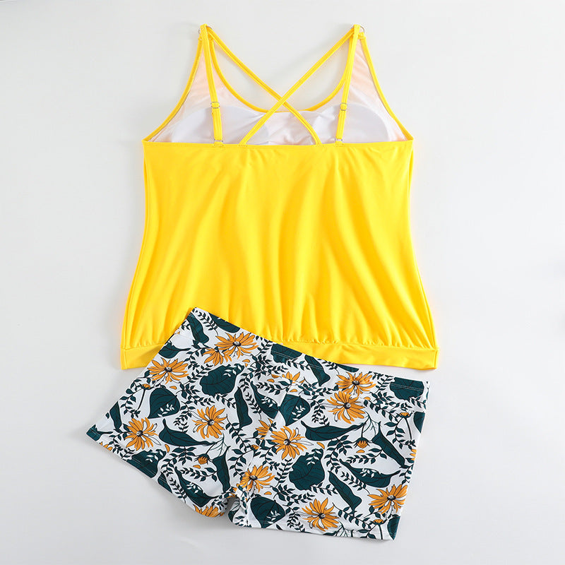 Damen Tankini-Set mit verspieltem Rock und floralem Design