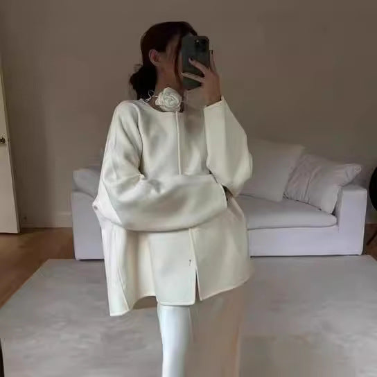 Damen elegante Oversized Jacke mit voluminösem Kragen R&B