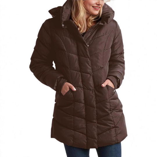 Damen Langer gesteppter Winterparka mit hochgeschlossenem Kragen R&B