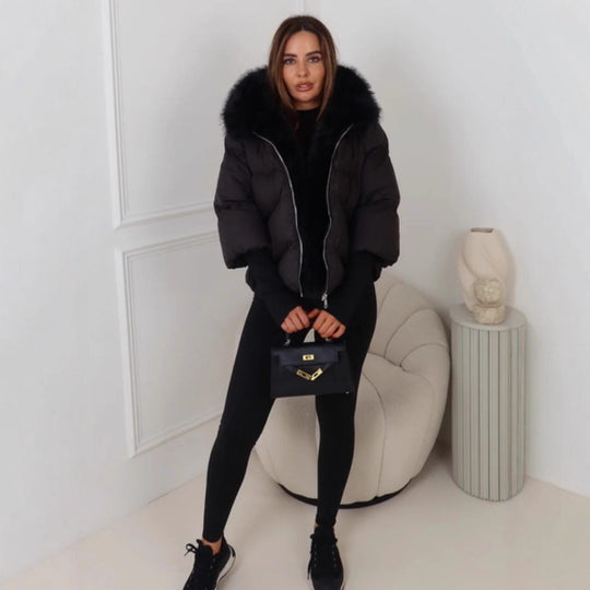 Steppjacke Damen mit luxuriösem Kunstfellkragen