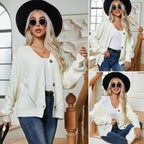 Damen Grobstrickpullover mit lässigem Schnitt und weitem Arm R&B