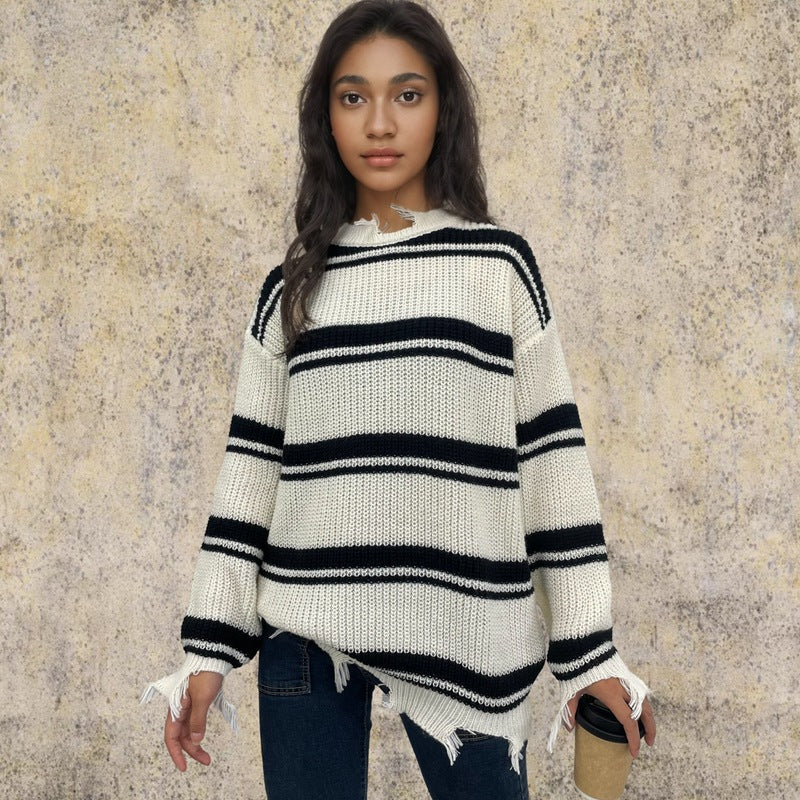 Damen Streifen Pullover
