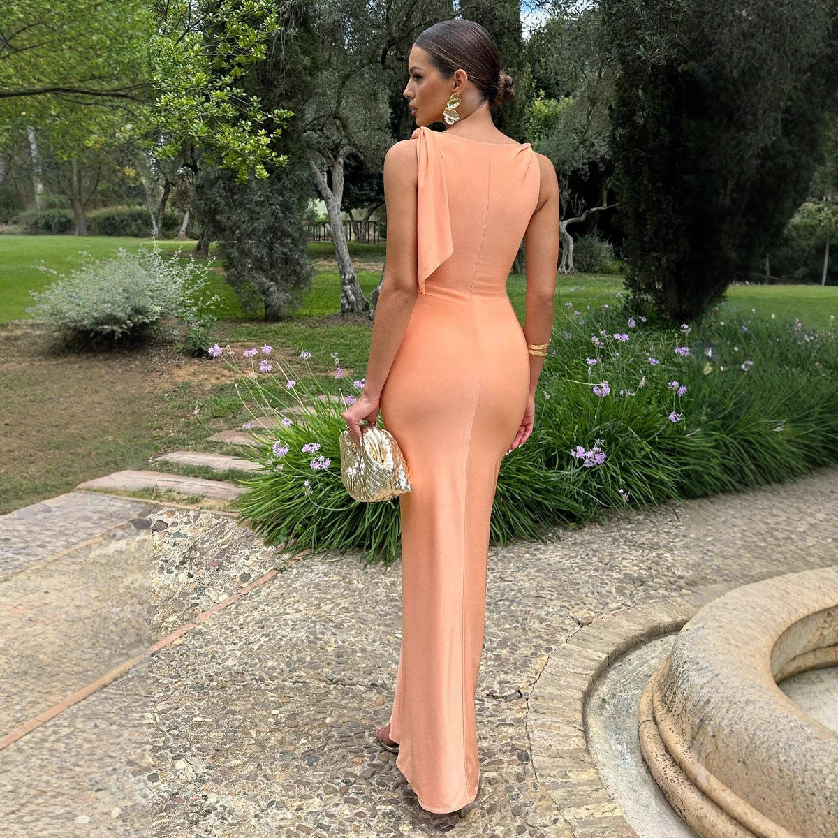 Damen Etuikleid mit asymmetrischem Trägerdesign und figurbetontem Schnitt R&B