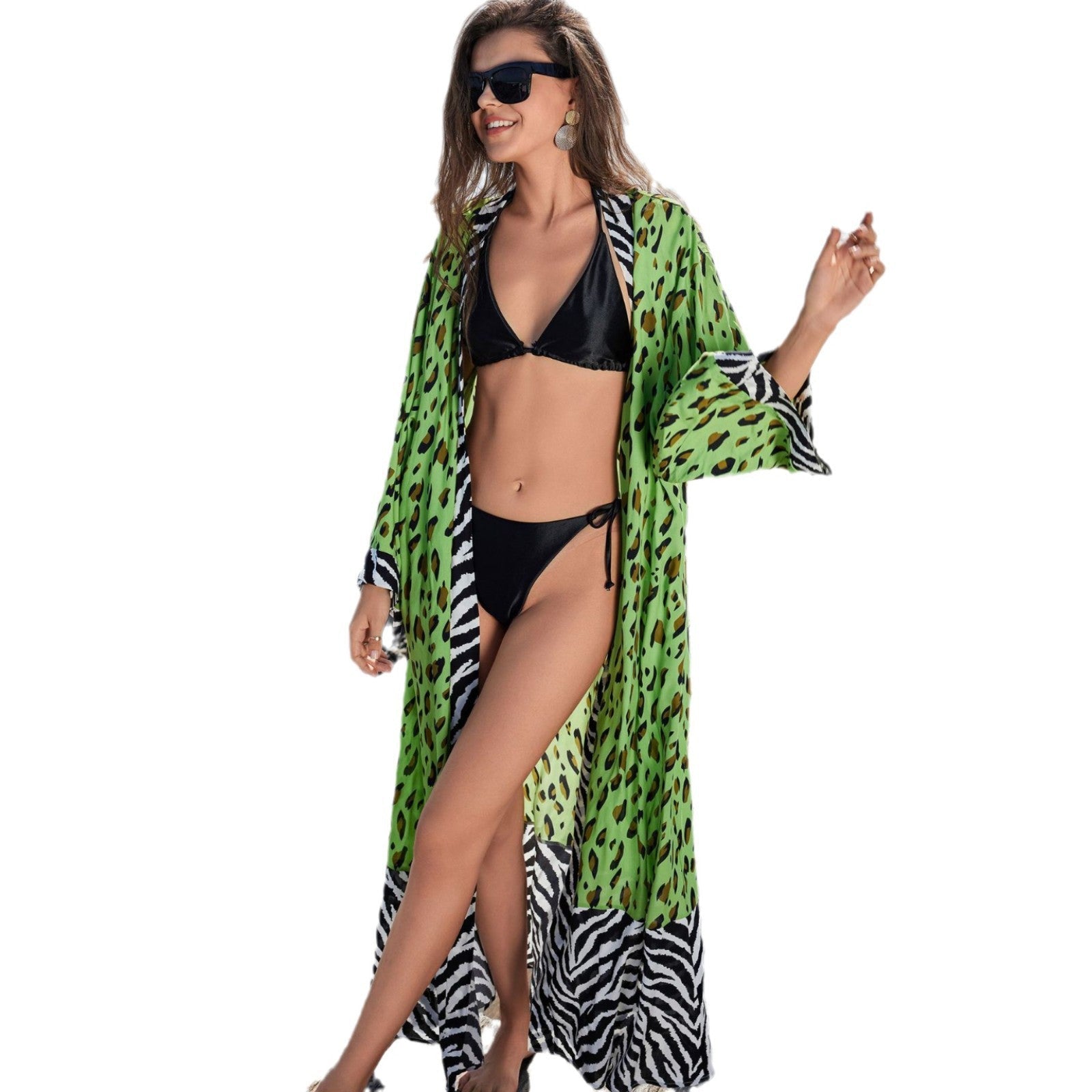 Damen modischer Strandkimono mit auffälligen Mustern R&B