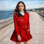 Damen modischer Trenchcoat mit weichem Kragen und schwingendem Schnitt R&B