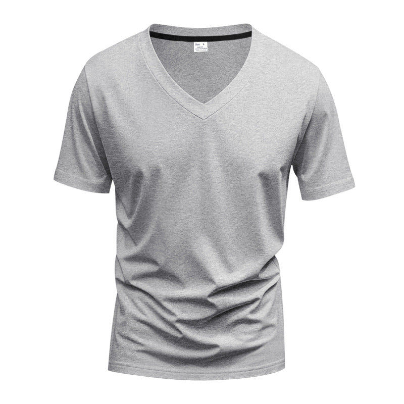 Herren nan klassisches V-Ausschnitt T-Shirt aus feinem Baumwolljersey mit verstärktem Nackenband und Doppelnaht R&B