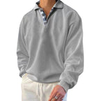 Herren nan lässiger Pullover mit Polokragen und verdeckter Karo-Innenseele aus Baumwollmischung R&B