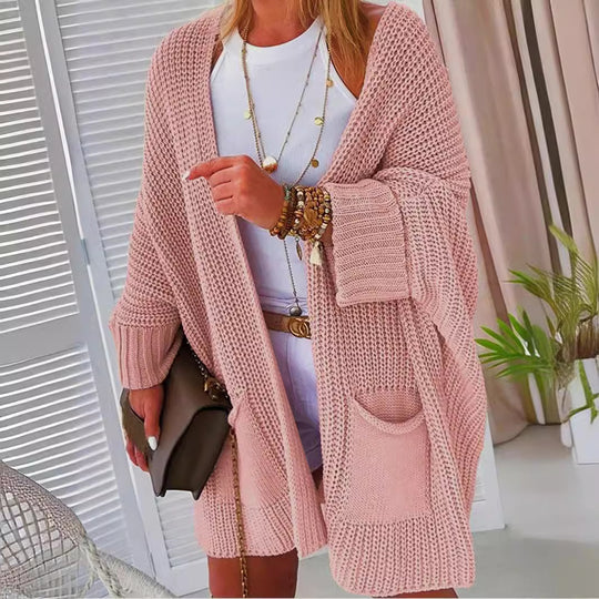 Damen Grobstrickjacke mit praktischen Taschen und lässigem Schnitt R&B