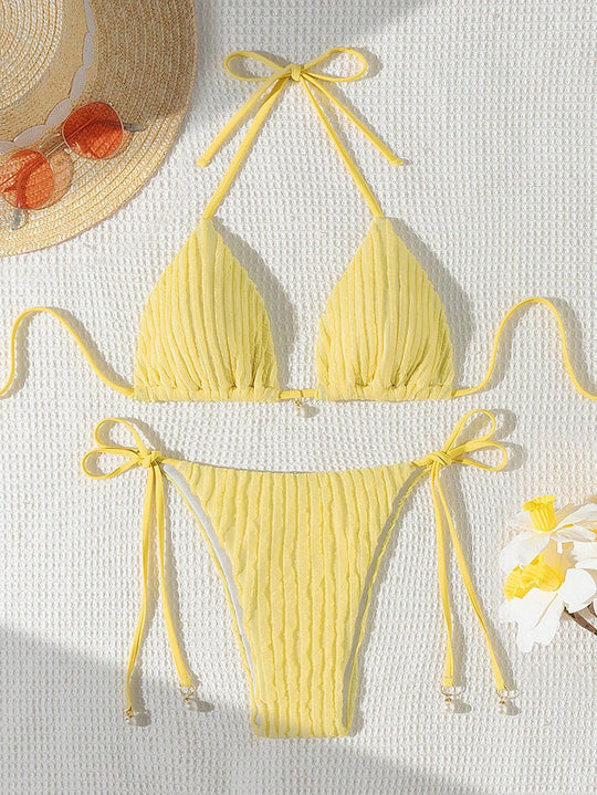 Damen Triangle-Bikini mit strukturiertem Design und verstellbaren Trägern R&B