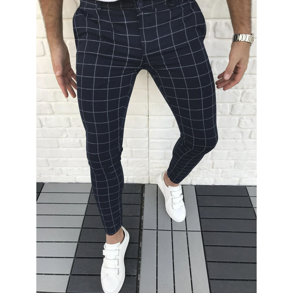 Herren Karierte Anzughose im Slim Fit Stil R&B