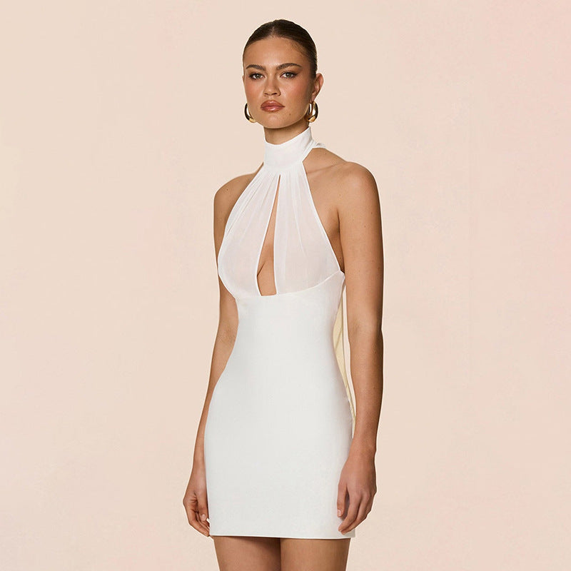 Damen Schickes Minikleid mit hochgeschlossenem Kragen und eleganten Cut-Outs R&B