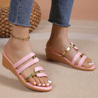 Damen Exklusive Riemensandalen mit modischem Gold-Detail R&B