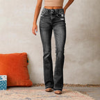 Damen Flared Jeans im Vintage-Stil mit hohen Taillen R&B
