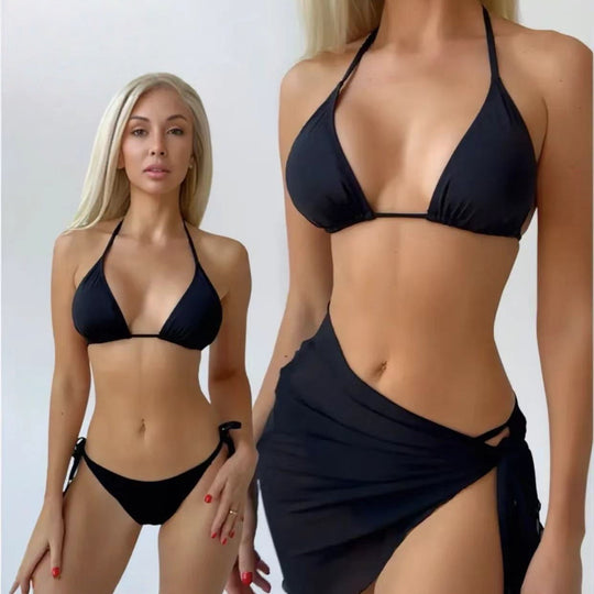 Damen Triangel-Bikini mit elegantem Wickelrock R&B
