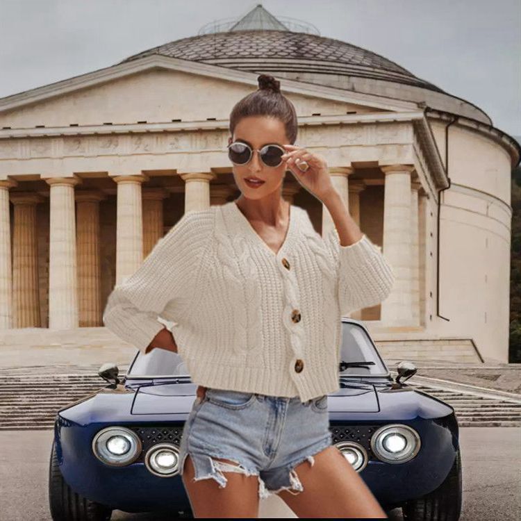 Damen Grobstrickjacke mit modernen Knopfdetails und lässiger Passform R&B