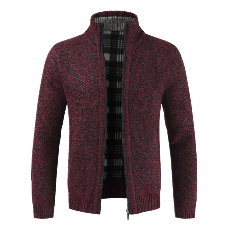 Herren Strickjacke mit hohem Kragen und plüschigen Innenfutter R&B