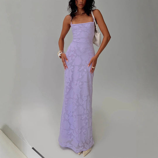Damen Elegantes Abendkleid mit floralem Spitzenmuster und Spaghettiträgern R&B