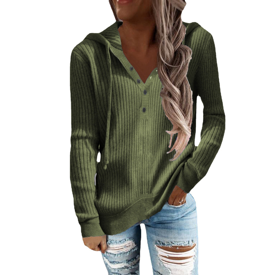 Damen Kapuzenpullover mit strukturiertem Rippdesign und praktischen Knöpfen R&B