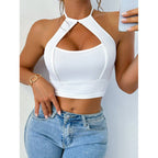 Damen Sportliches Crop-Top mit hochgeschlossenem Design und Schnittdetails R&B
