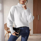 Damen modischer Rollkragenpullover mit lässigem Schnitt und strukturiertem Maschenmuster R&B